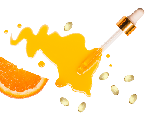 liquid dropper with vitamin c and orange slice